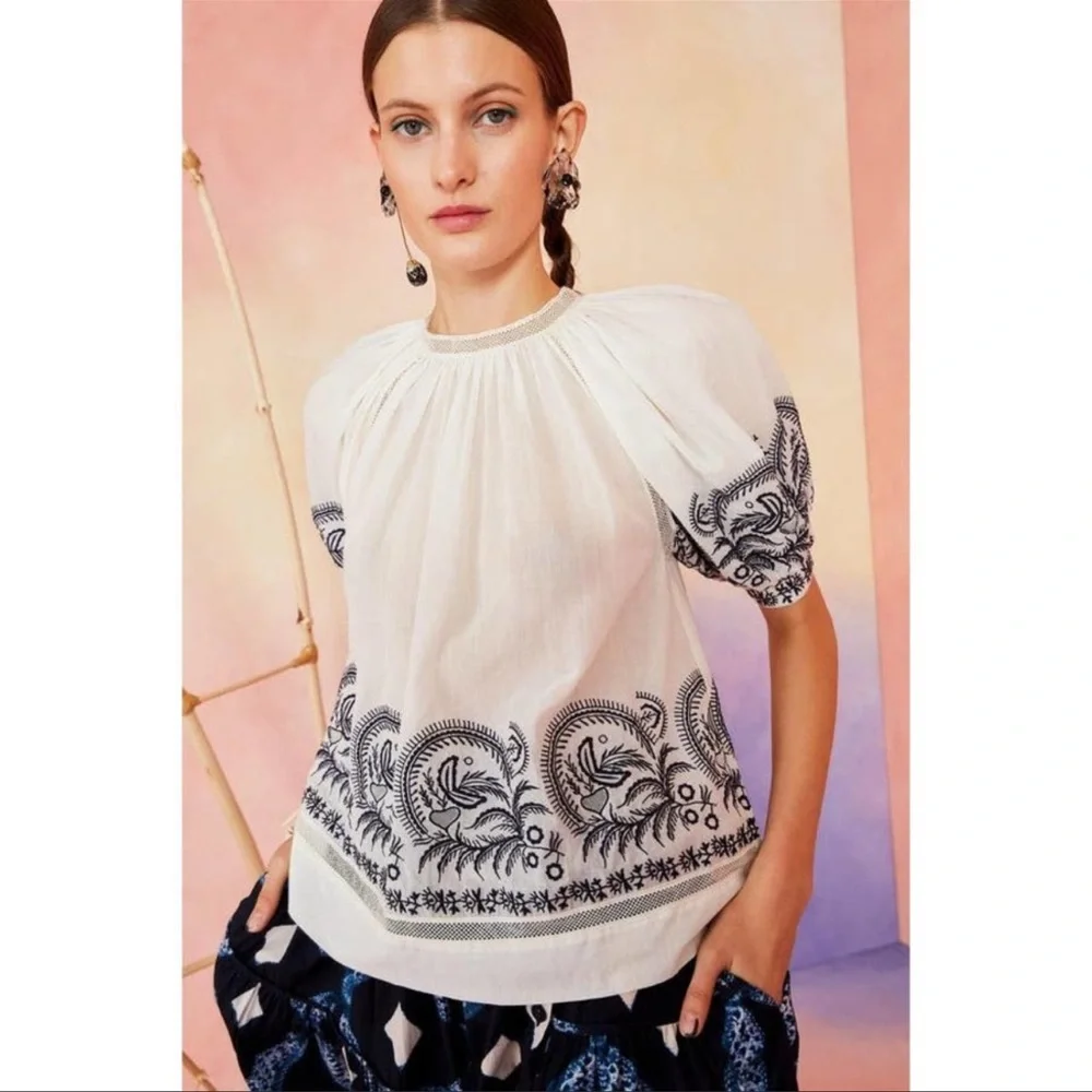 Ulla Johnson Blythe Embroidered Blouse - Picture 1 of 9